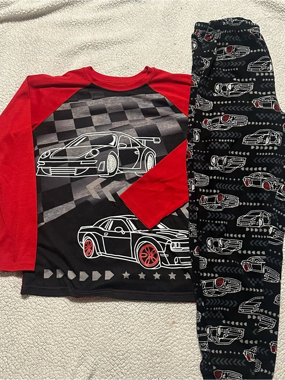 wonder nation Red & Black Race Car Pajama Set. Great condition.